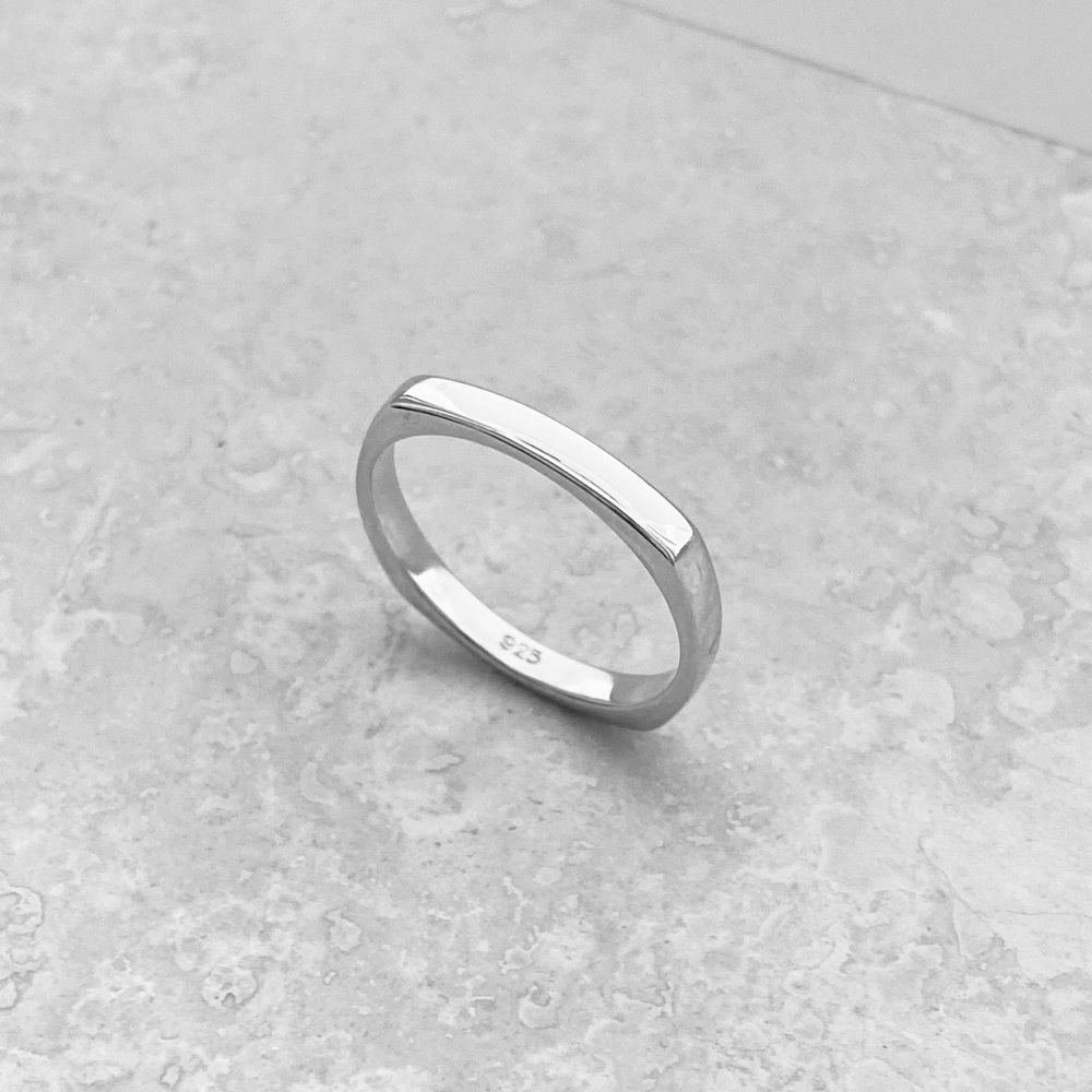🤩🤩TOP SELLER🤩🤩Sterling Silver Square Band Ring, Wedding Bands, Silver Rings